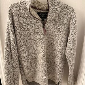 True Grit Light Gray Zip-Up Sherpa Sweater